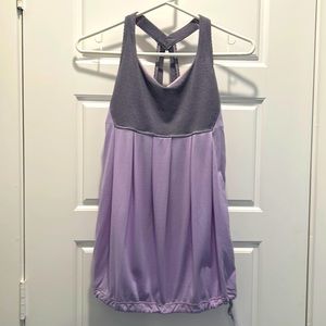 Lululemon Gray/Lilac Exercise Top w/Cinch Bottom